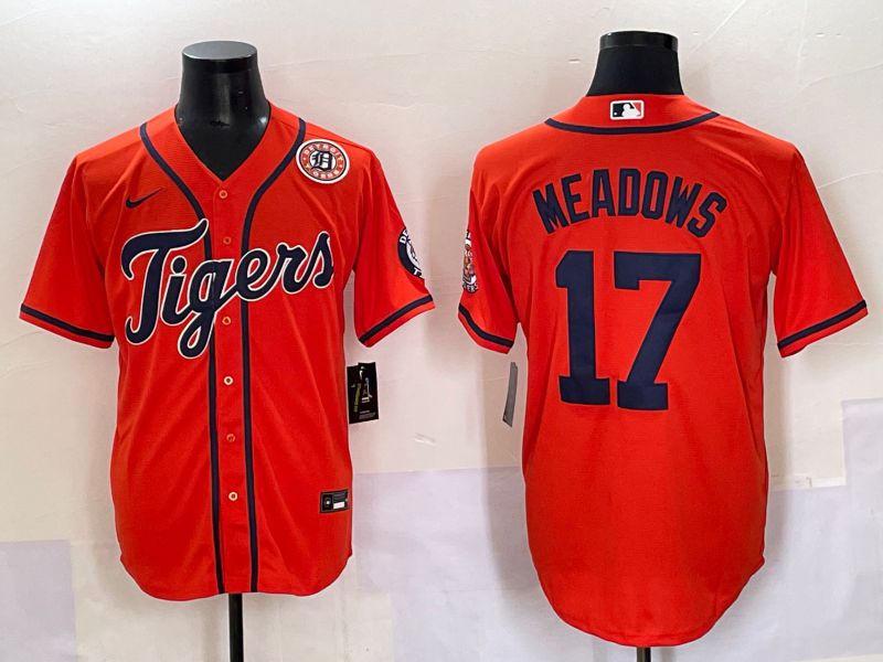 Men 2025 Detroit Tigers #17 Meadows Orange Game Nike MLB Jersey style 6->detroit tigers->MLB Jersey
